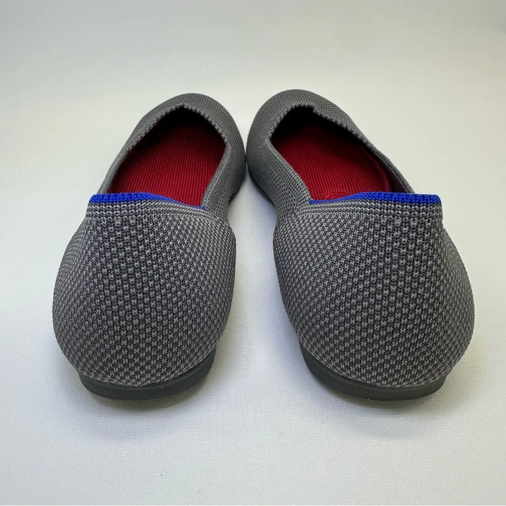 ROTHY'S The Flat Charcoal Knit Fabric Slip On Ballet Flats round toes size W 6.5